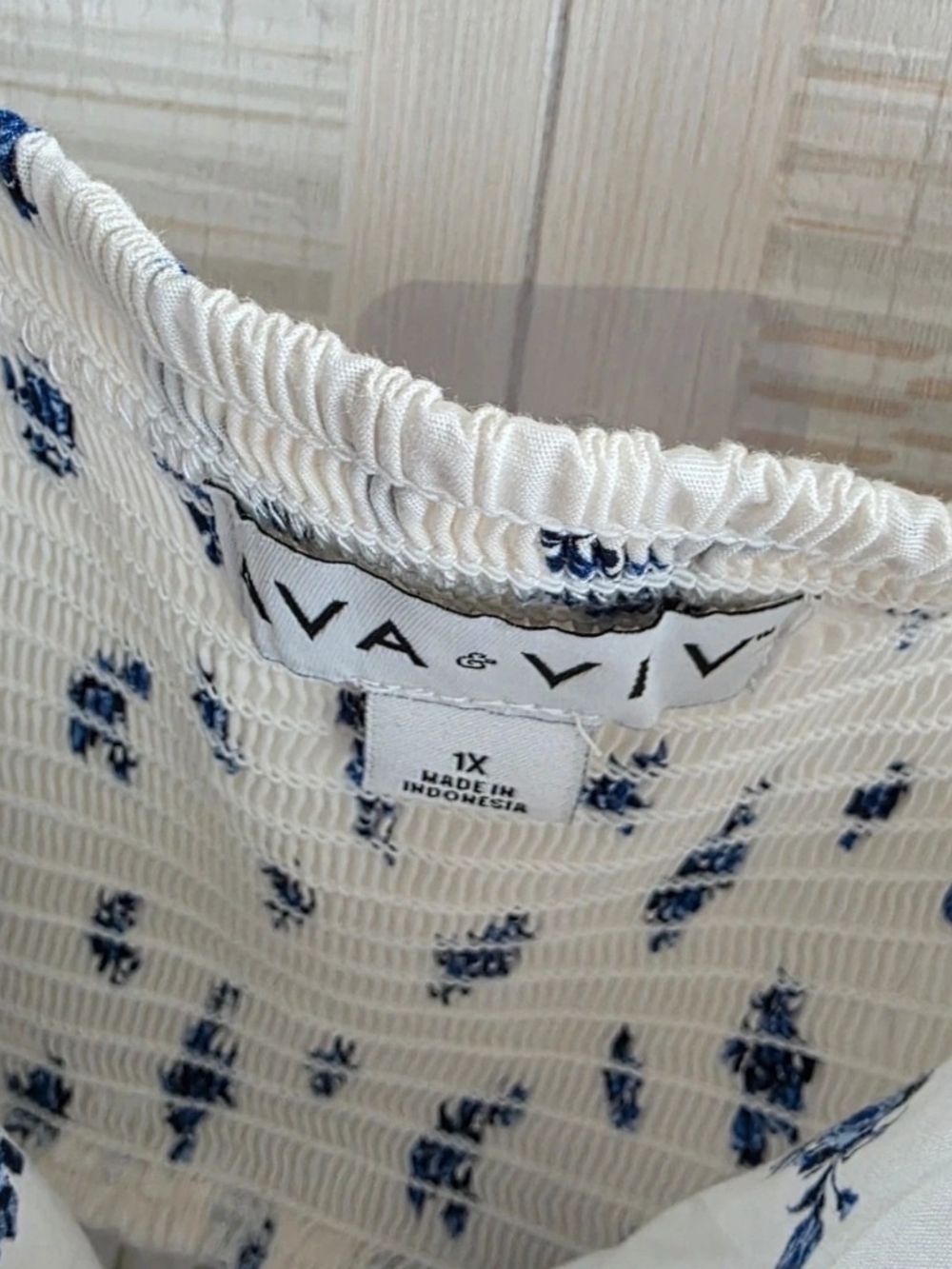 Ava & Viv White Midi Dress with Blue Floral Print Size 1X - Picture 5 of 8